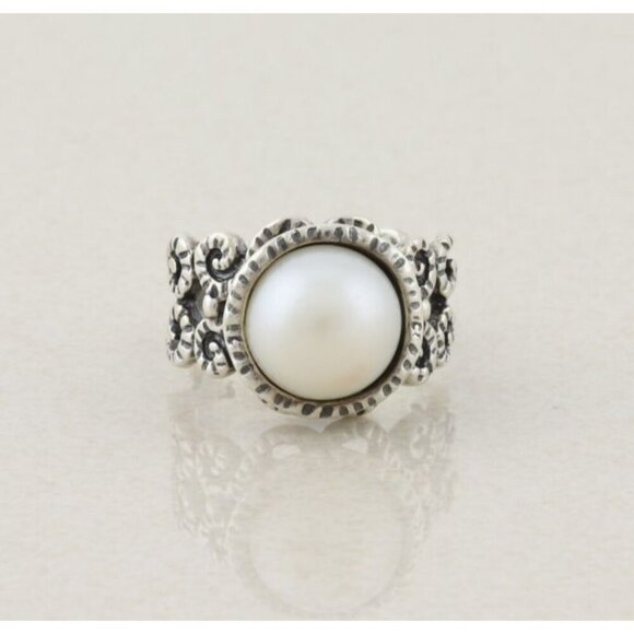 Sterling Silver Pearl Ring Size 7 Israel - Picture 1 of 6